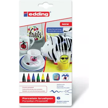 Marker Edding 4200 Black Blue Brown Green Red Yellow 6 pc(s)