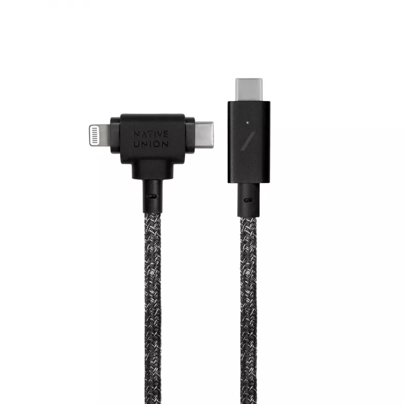 Charging and data cable native union Belt Cable Duo Pro USB-C to USB-C and Lightning Black