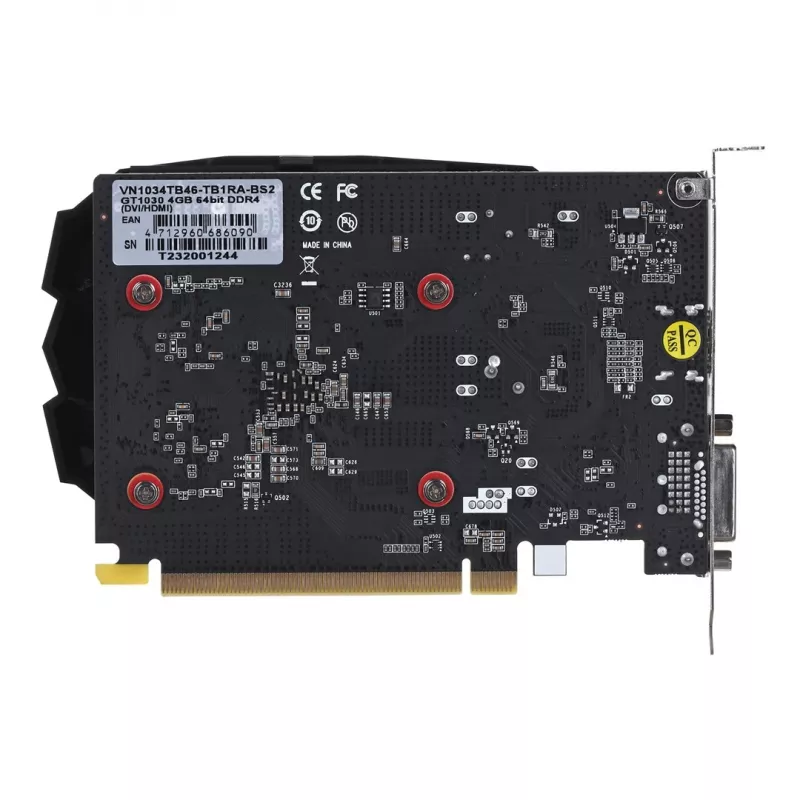 Graphics card BIOSTAR GeForce GT 1030 — 4 GB GDDR4, 64-bit, PCIe x16 4.0, Active cooling, DVI-D + HDMI