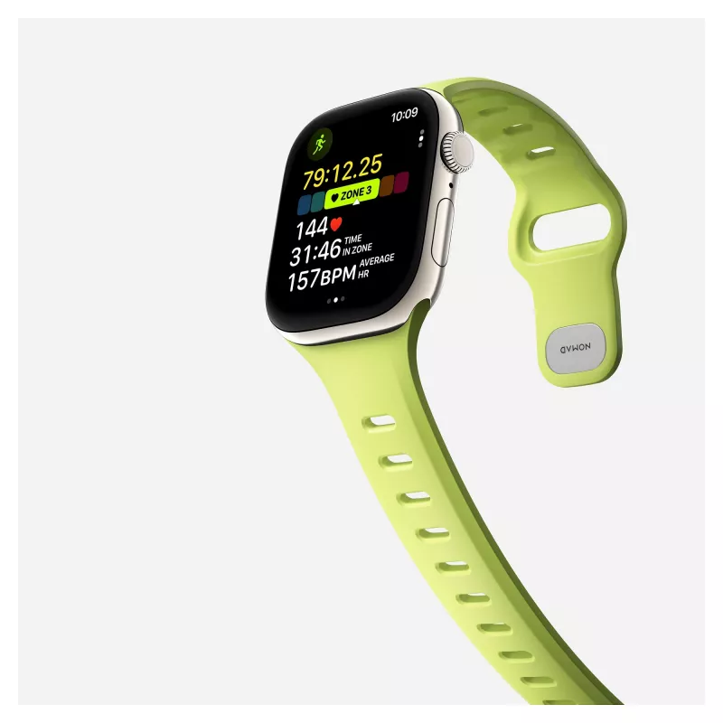 Band Nomad Tempo Band Light Green Rubber, 18 mm width, wrist 135–175 mm
