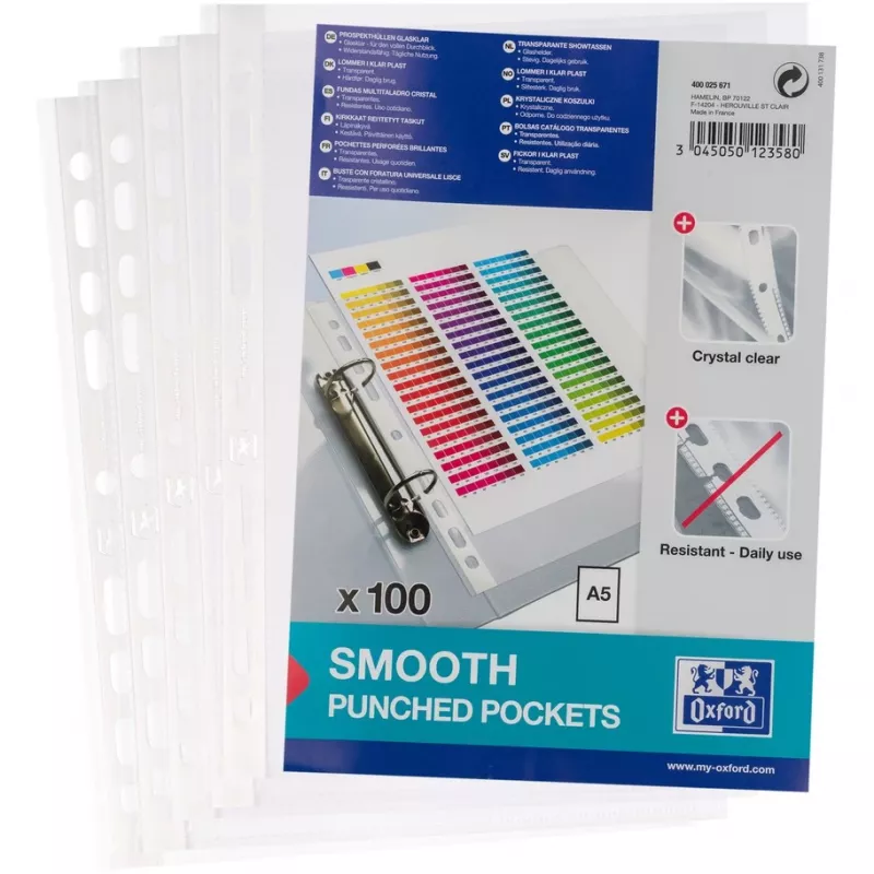 Sheet Protector Oxford 400025671 A5 150 x 210 mm Polypropylene 100 pcs