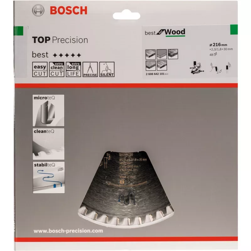 Circular Saw Blade Best for Wood, Ø 216mm, 48Z (Bore 30mm, for Kapp- and Mitre Saws)
