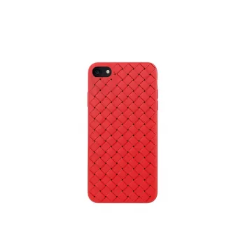 Phone soft case Devia for iPhone SE2 in red with woven pattern