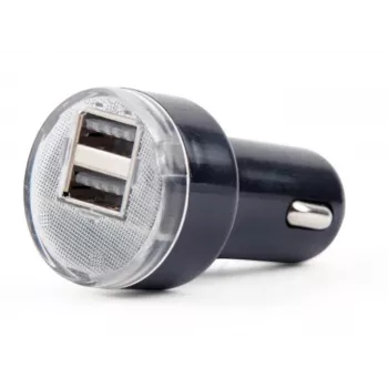 Car charger Gembird EG-U2C2A-CAR-02, 12–24V input, 5V/2.1A output, 2× USB 2.0, black