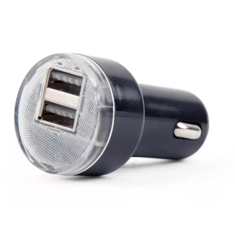 Car charger Gembird EG-U2C2A-CAR-02, 12–24V input, 5V/2.1A output, 2× USB 2.0, black