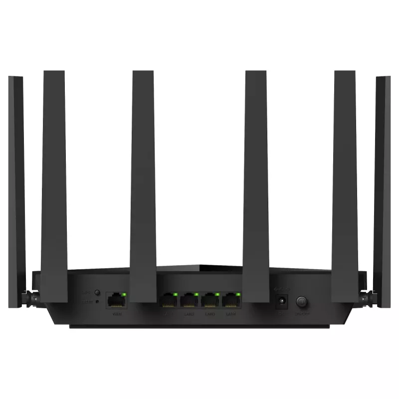 Cudy WR6500H tabletop wireless router — Dual-band 2.4/5 GHz, Wi‑Fi 7 (802.11be), 5765 Mbps, 2.5GbE LAN, 5x RJ-45, 3x3 antennas, black