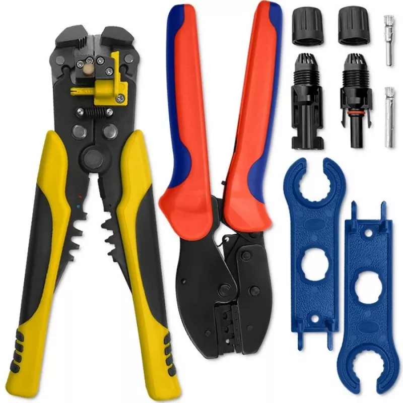 Qoltec Solar Tool Kit Compatible with MC4 Connectors | Crimper + Automatic Wire Stripper