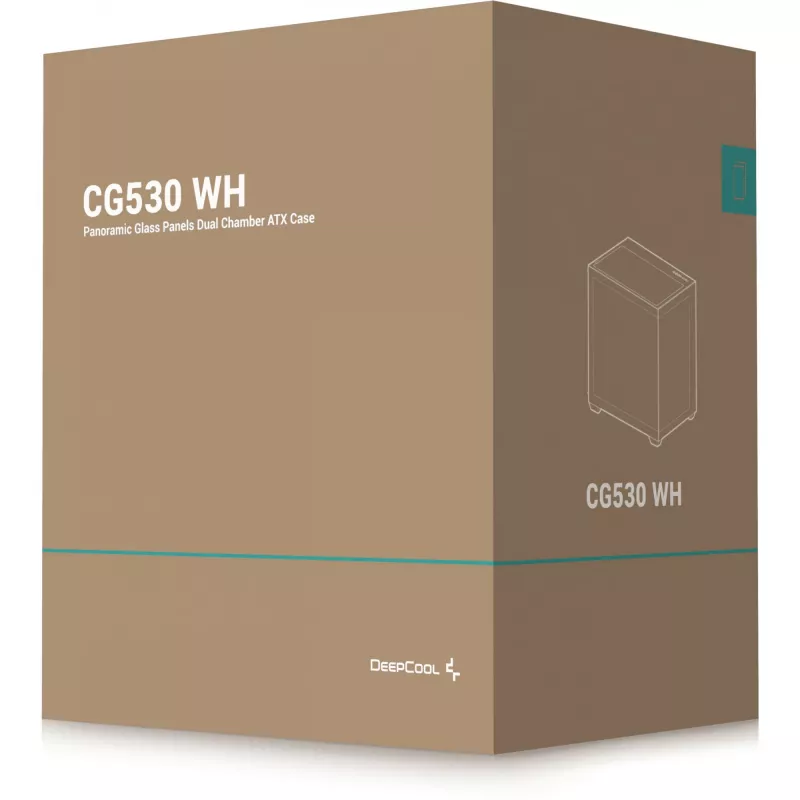 PC case DeepCool CG530 WH Midi Tower — ATX/Micro ATX/ITX, tempered glass, 2×3.5 inch + 3×2.5 inch bays, supports up to 410 mm GPU