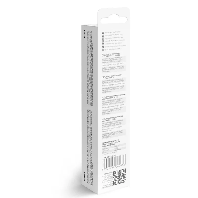 SAVIO RC-23 Universal IR Wireless Remote Control for TCL TVs — 19 buttons, 10 m range