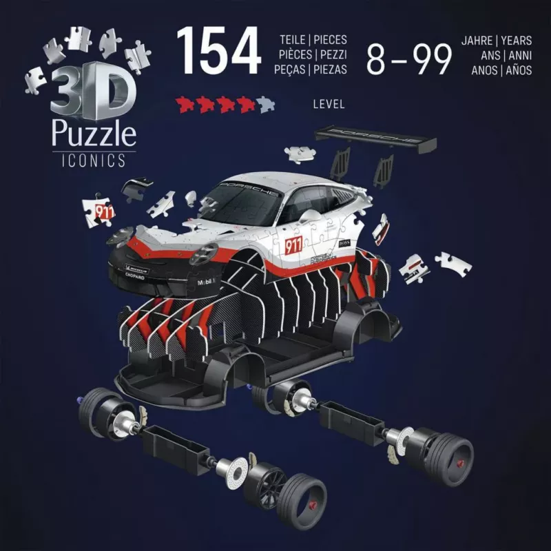 3D puzzle Ravensburger Iconics Porsche 911 GT3 Cup – model replica kit