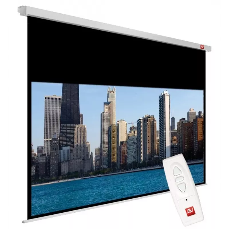 Projection screen AVTEK Video Electric 240 4:3 — viewable 235×176.2 cm, overall 240×200 cm, electric with remote, ceiling/wall mount