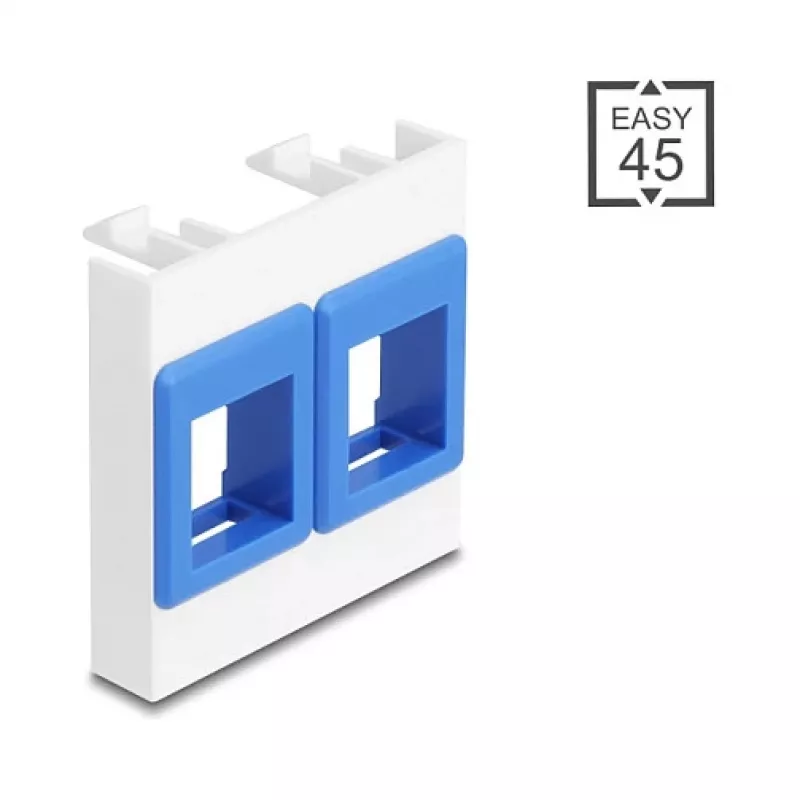 Snap-in frame accessory DELOCK 81557 — plastic keystone module frame, 45×45×17.5 mm, blue/white