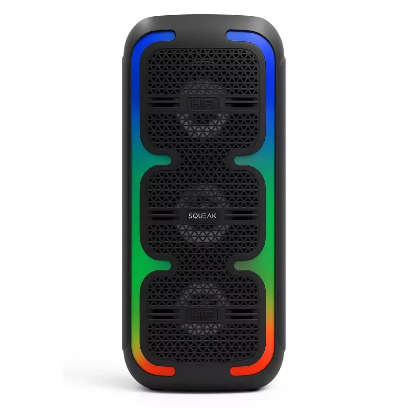 Portable stereo speaker SQUEAK SQ1009 — Bluetooth 5.3, 45W RMS, 10h battery, FM, USB, AUX, LED, 1800 mAh, Black