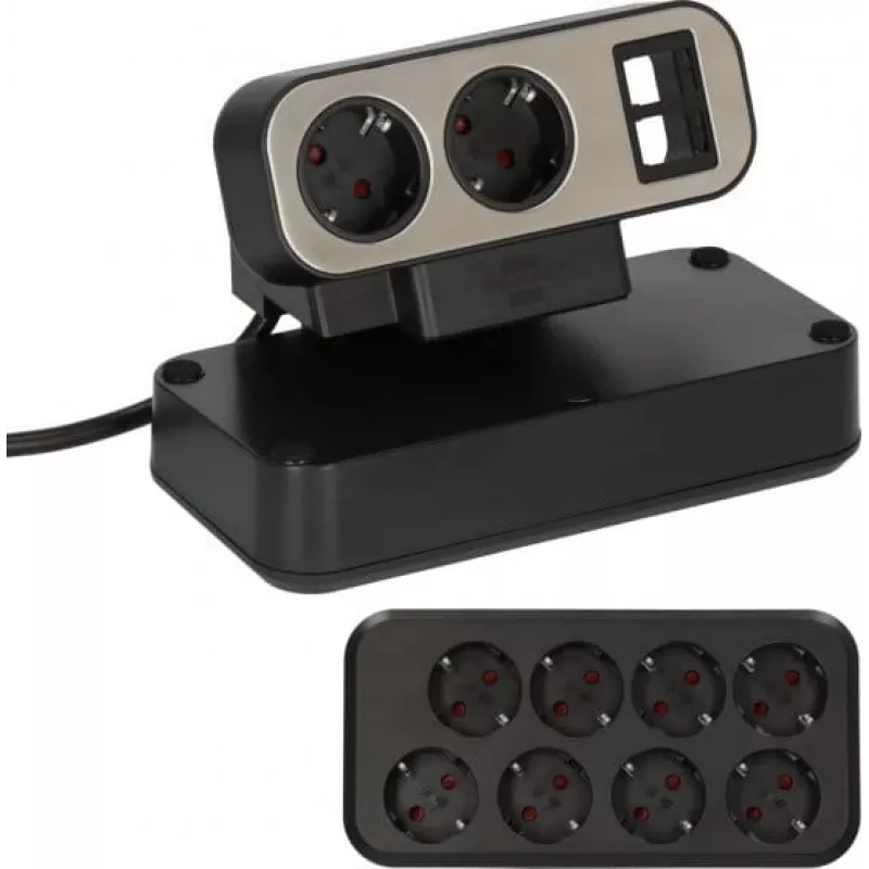 Power Extension Brennenstuhl 1153580100 2m 10 AC Outlets Indoor Black Silver