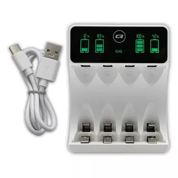 Battery charger QOLTEC 50848 for NiMH AAA (R03) and AA (R6) cells with LCD display