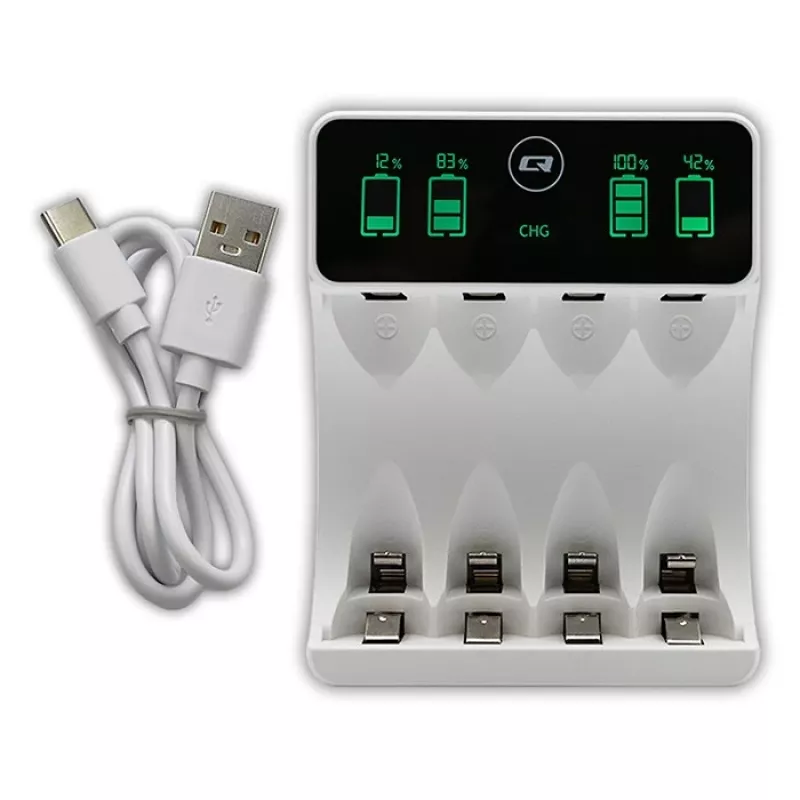 Battery charger QOLTEC 50848 for NiMH AAA (R03) and AA (R6) cells with LCD display