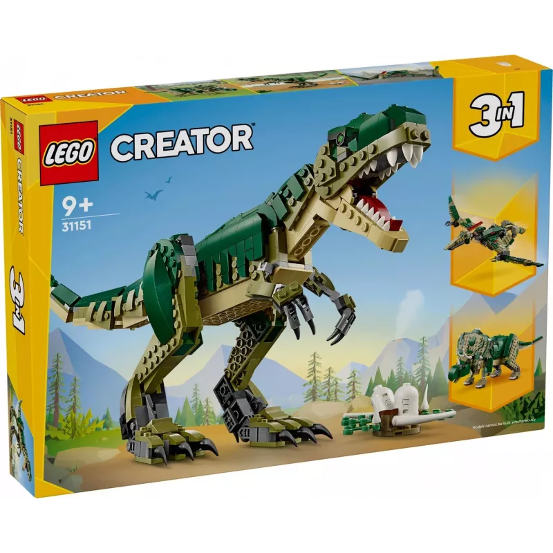 Construction toy LEGO Creator 3-in-1 T.Rex buildable model kit, 626 pcs, 150 mm height, age 9+