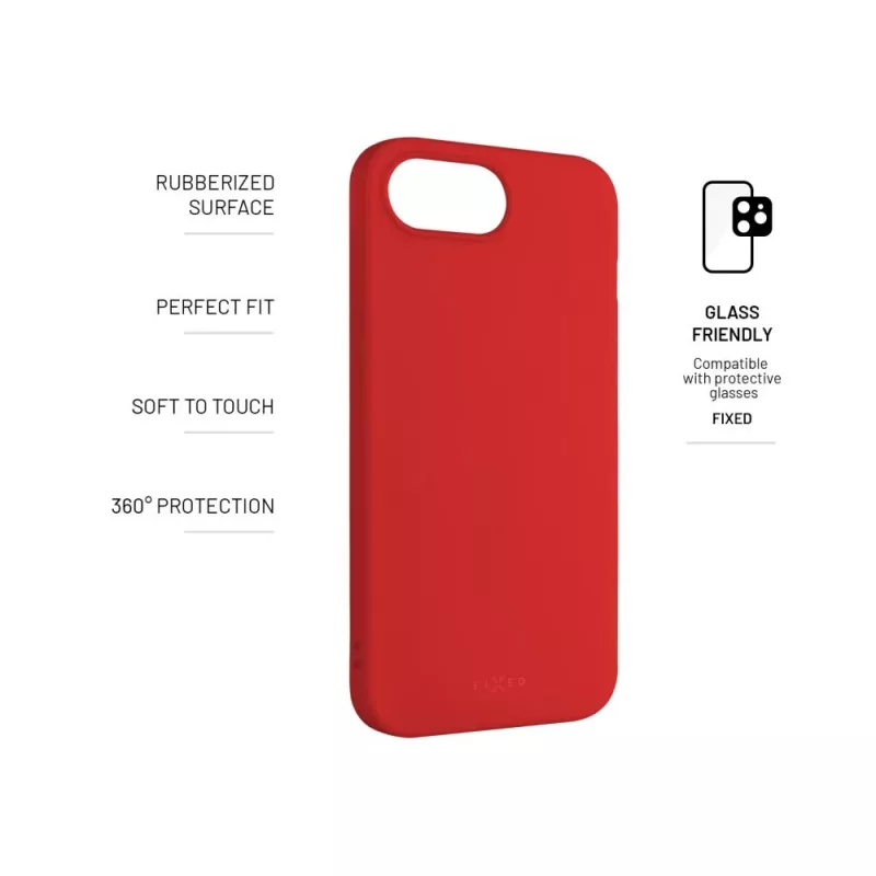 Phone back cover FIXED for Apple iPhone 16e, rubber, red, slim protective case