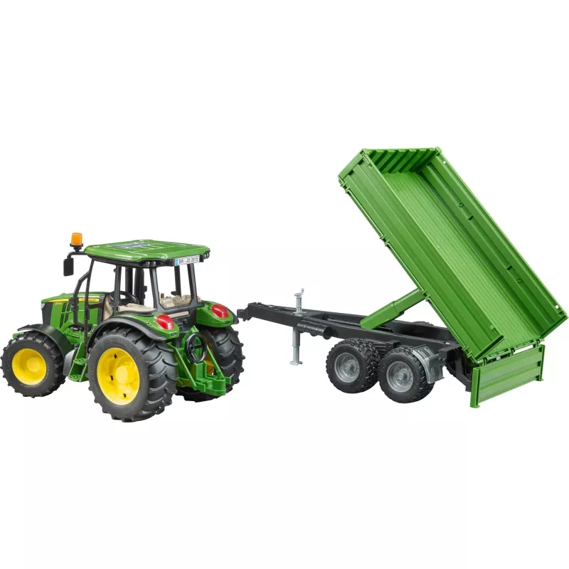 Tractor model BRUDER John Deere 5115 M with tipping trailer