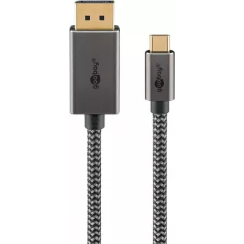 Goobay USB-C -to-DisplayPort -Braided Cable 4K a 60 Hz 3 m black Silver - -Plug (75709)