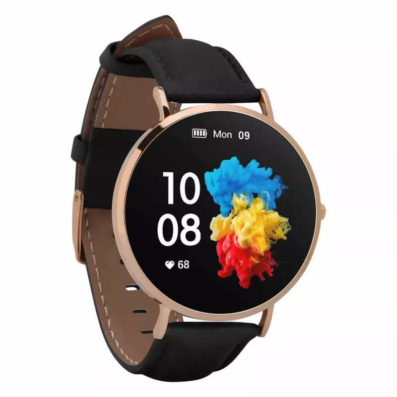 Leather Smartwatch Garett Verona Gold-Black