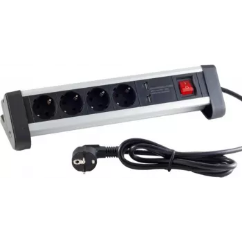 Power Extension S/CONN 60317 1.5m 4 AC Outlets Indoor Black White