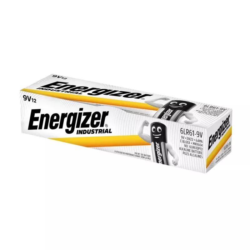 Energizer 9V PP3 Industrial Alkaline Batteries, 12 Pack