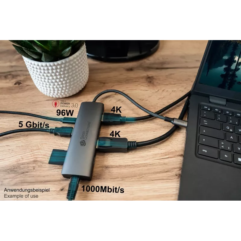 Alcasa HUB-C001A interface hub USB Type-C 5000 Mbit/s Anthracite