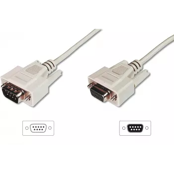 Digitus ASSMANN - Serielles Verlängerungskabel - DB-9 (M) - DB-9 (W) - 3 m - geformt, Flügelschrauben - beige (AK-610203-030-E)