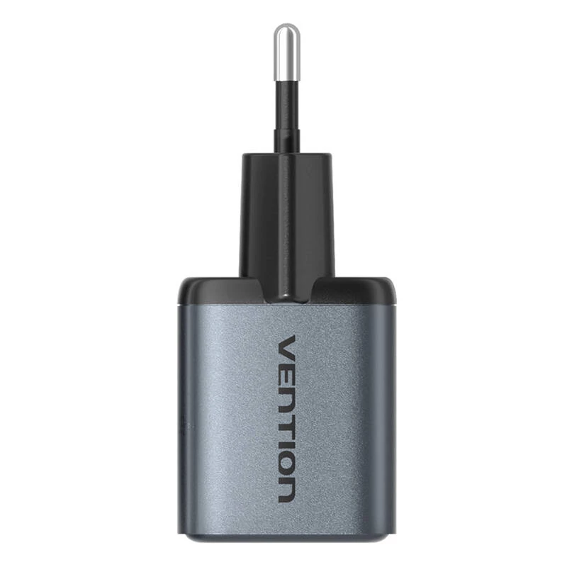 Vention FEWH0-EU 30W GaN charger — 1× USB-C, 1× USB-A, 30 W, black