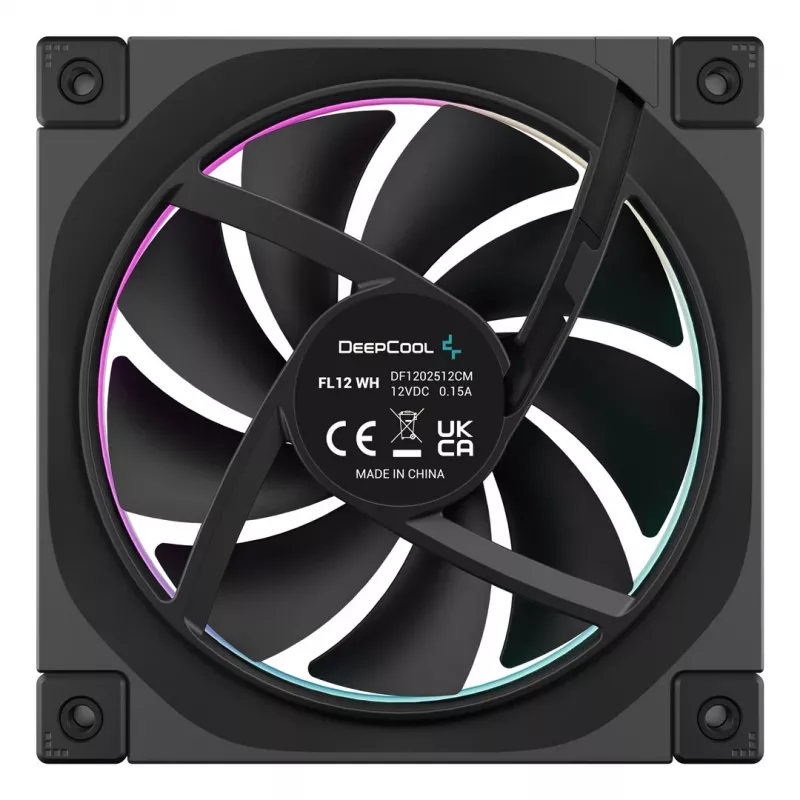 120 mm PC fan DeepCool FL12 3-in-1 Black, 120×25 mm, 2150 RPM, Fluid Dynamic Bearing, PWM, 55 CFM, 32 dB, pack of 3