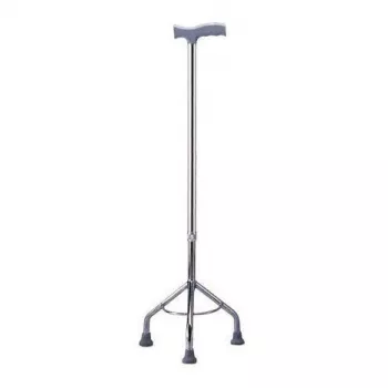 Rehabilitation tripod walking stick MDH adjustable height 73–95.5 cm aluminium steel silver, max load 100 kg