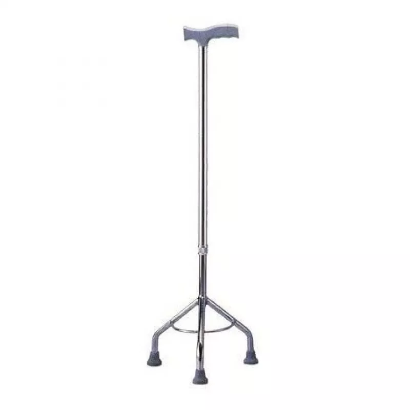 Rehabilitation tripod walking stick MDH adjustable height 73–95.5 cm aluminium steel silver, max load 100 kg