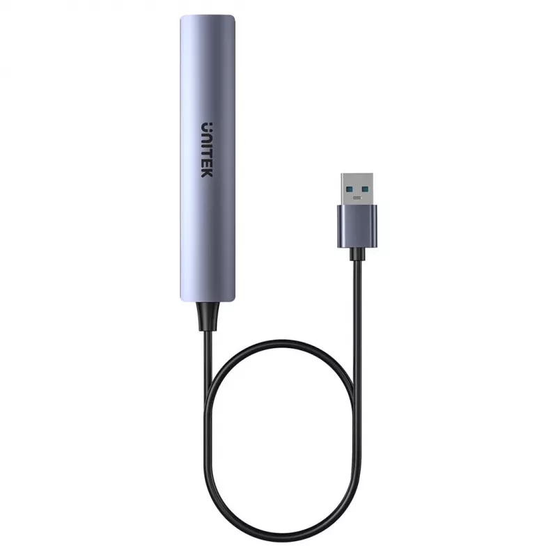 USB hub Unitek H1208CGY01 — 4-port USB 3.0 (5 Gbps), backwards compatible with USB 2.0, aluminium