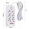 Power strip MACLEAN MCE391 W — 6 sockets, 4×USB-A + 1×USB-C, 3 m cable, 110–240V, 2500W, white