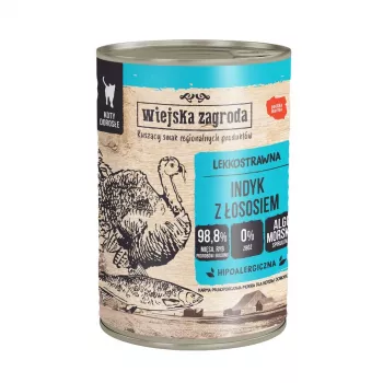 WIEJSKA ZAGRODA Turkey with salmon - wet cat food - 400g