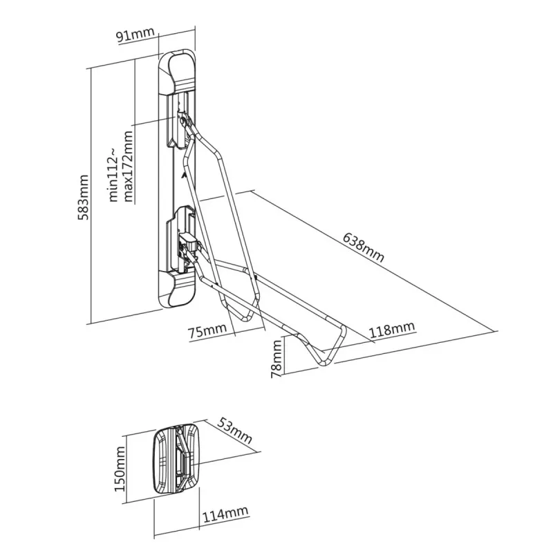 Wall-mounted bicycle rack MACLEAN MC-471 — holds up to 35 kg, single bike storage