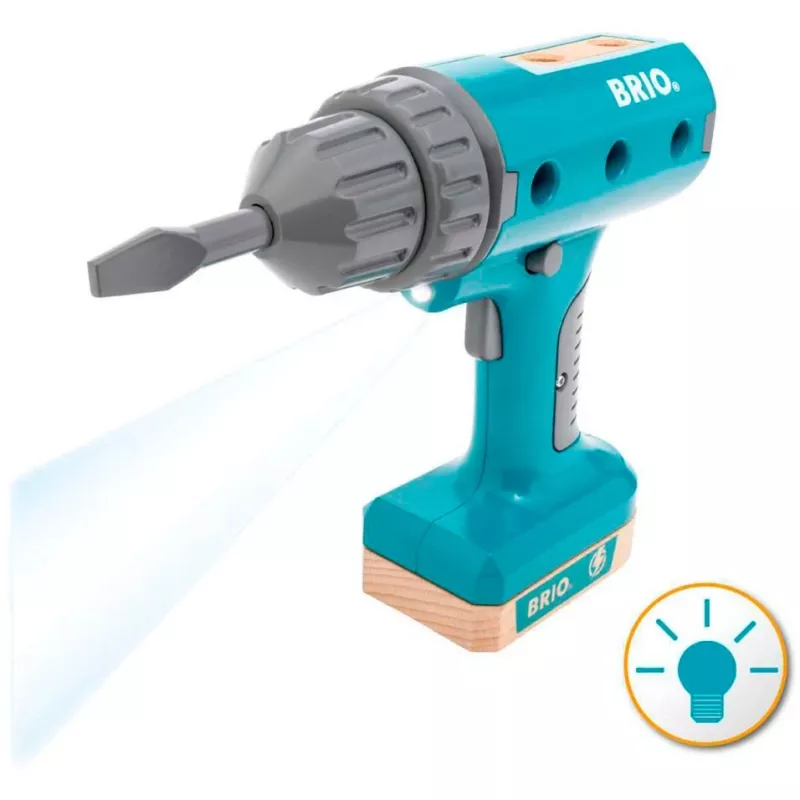Cordless screwdriver toy BRIO Builder model 63460000 — realistic design, battery-powered play tool