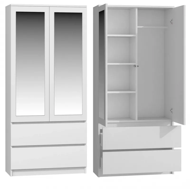 Topeshop SS-90 BIEL LUSTRO bedroom wardrobe/closet 5 shelves 2 door(s) White