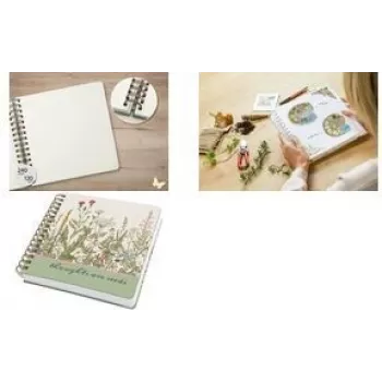 Spiral Notebook Sigel JQ200 A5 Wild Herbs Green White – A5 spiral-bound notebook, dotted/ruled pages not specified