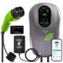 Wallbox QOLTEC EV charging station Type 2 22 kW LCD 2 RFID cards 3-phase 5 m cable hotel system