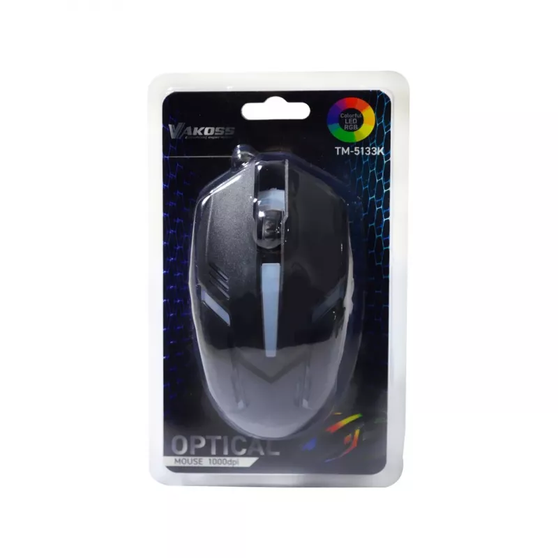 Wired Gaming Mouse VAKOSS TM-5133K, Optical 1000 DPI, 3 Buttons, USB, Black