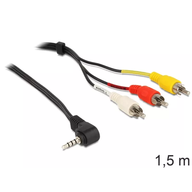 Video cable adapter DeLOCK 84504 1.5m 3.5mm 3 x RCA Black