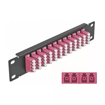 Fiber Optic Patch Panel DeLOCK 10 inch 12 Port LC Quad Violet 1U Black