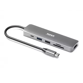 Interface hub Port Designs 900162 USB Type-C — USB Type-C output, 3840x2160@60Hz, 20V/5A input, 117×34×13 mm, silver