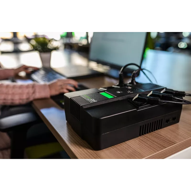 Uninterruptible Power Supply Green Cell UPS06, Line-Interactive 600 VA (360 W), 6 AC outlets, LCD, USB, RJ-45, 12 V 7 Ah battery