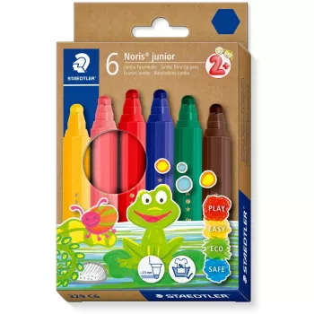 Felt pens Staedtler 329 C6 — 6 colours (Blue, Brown, Green, Pink, Red, Yellow), Bold tip