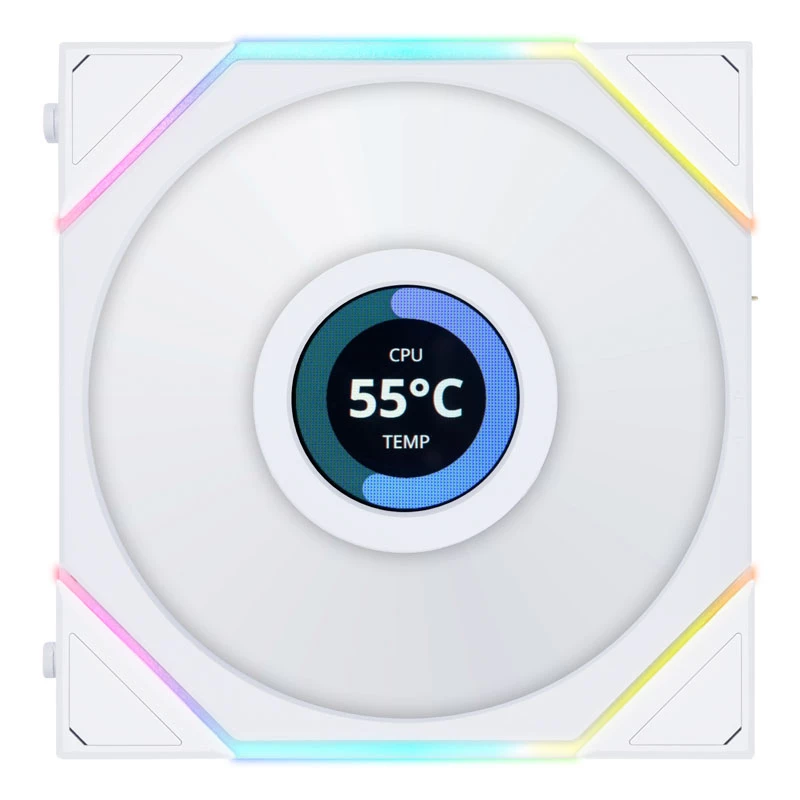 LIAN LI UNI FAN TL LCD 120mm ARGB Case Fans - White 3-Pack