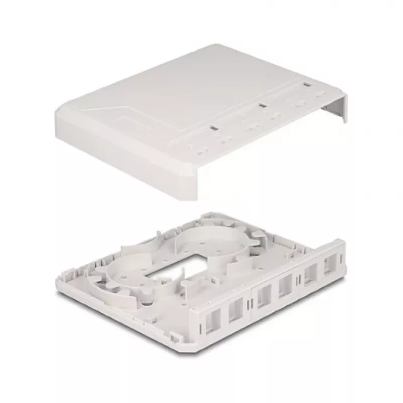 DeLOCK 67052 Keystone surface-mounted box for fiber optic modules, 6-port, white