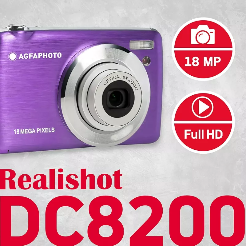 Agfa Photo DC8200 Purple + Case + Card SD 16GB